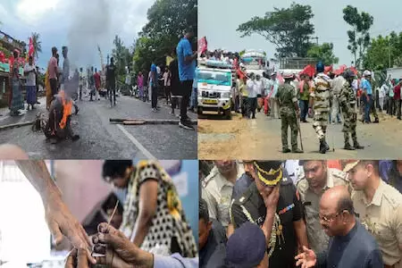 वेस्ट बंगाल पंचायत चुनाव वोटिंग जारी, बीजेपी प्रत्याशी का आरोप- टीएमसी के गुंडों ने मुझ पर बम फेंके वेस्ट बंगाल पंचायत चुनाव वोटिंग जारी, बीजेपी प्रत्याशी का आरोप- टीएमसी के गुंडों ने मुझ पर बम फेंके