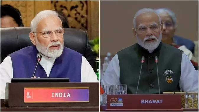 India vs Bharat: तो क्या सच में बदलेगा नाम! पीएम मोदी की टेबल पर इंडिया की जगह दिखा भारत India vs Bharat: तो क्या सच में बदलेगा नाम! पीएम मोदी की टेबल पर इंडिया की जगह दिखा भारत