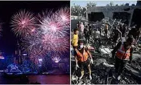 हॉन्गकॉन्ग में इतिहास की सबसे बड़ी आतिशबाजी तो गाजा में तबाही, जानें कहां कैसे हुई नए साल की शुरुआत