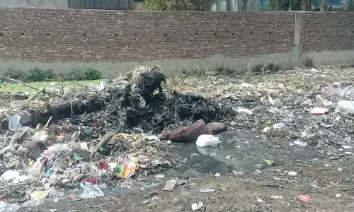 मेन रोड पर लगा है कूड़े का ढेर, आने-जाने में होती है दिक्कत