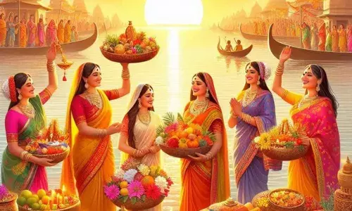 उगते सूर्य को अर्घ्य के साथ 36 घंटे का निर्जला व्रत, पूरा हुआ