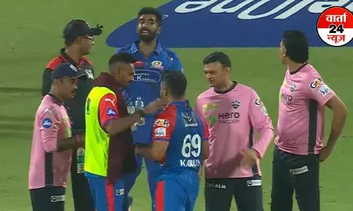 IPL 2025: करुण नायर और जसप्रीत बुमराह के बीच मैदान पर तीखी नोकझोंक, रोहित शर्मा का मजेदार रिएक्शन, देखें वायरल वीडियो IPL 2025: करुण नायर और जसप्रीत बुमराह के बीच मैदान पर तीखी नोकझोंक, रोहित शर्मा का मजेदार रिएक्शन, देखें वायरल वीडियो