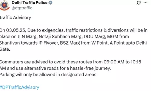 शनिवार को मध्य दिल्ली के कुछ हिस्सों में ट्रैफिक पर रोक