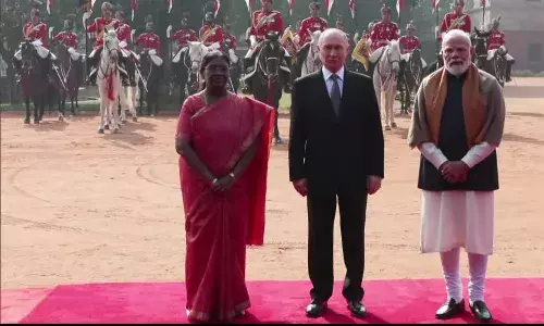 राष्ट्रपति भवन पहुंचे रूसी राष्ट्रपति पुतिन, औपचारिक स्वागत के साथ दिया गया गार्ड ऑफ ऑनर