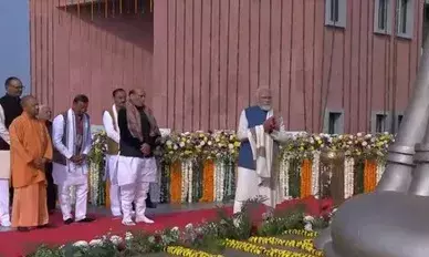 पीएम मोदी ने प्रेरणा स्थल का लोकार्पण किया, भाजपा की तीन महान विभूतियों की प्रतिमाओं का हुआ अनावरण